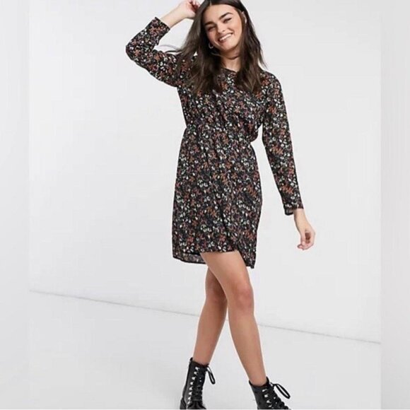 J Crew Mercantile Versailles Floral Print Dress- Elastic Waist, Tulip Hem Sz 8 - Picture 1 of 1